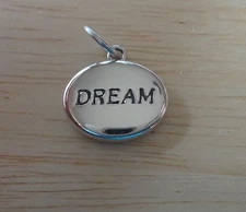 Sterling Silver 3D 15x14mm Oval Puffy says Dream charm