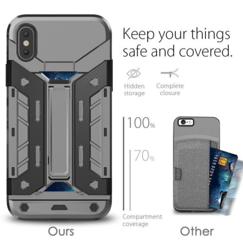 For iPhone XS X 6S Plus Shockproof Hybrid Rubber Hard Case Cover with Kick-Stand - Picture 8 of 19