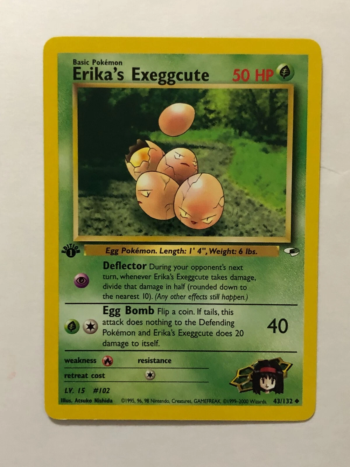 Pokemon Card Gym Heroes 1st Edition Erika's Exeggcute 43/132 NM