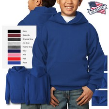 Kids Premium Pullover Hoodie Heavyweight Sweatshirt Youth Kangaroo Pocket Top