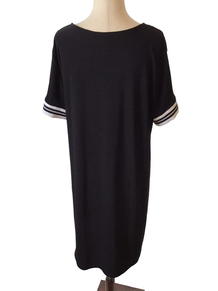 Tiana B Size XLARGE Womens Short Sleeve Black Crew Neck Short Shift Jersey Dress - Image 4 of 4