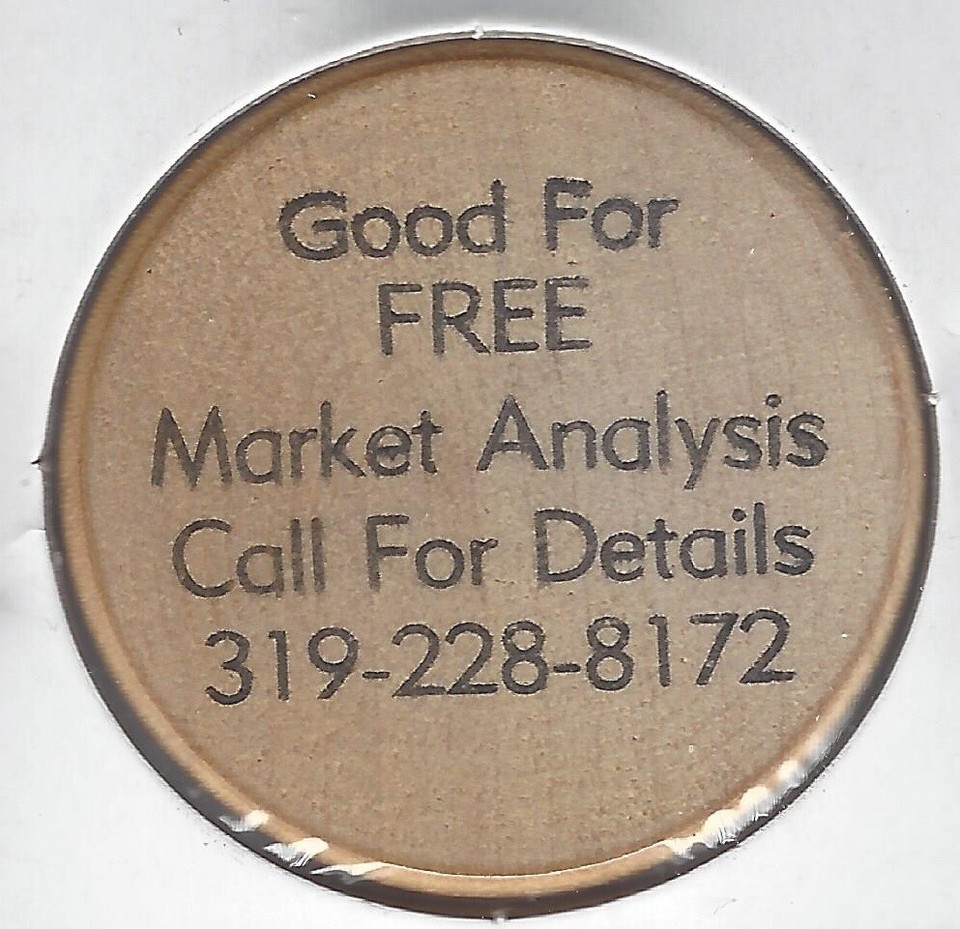 SCHMITZ REALTORS & AUCTIONEERS, Van Horne, Iowa, Token, Wooden Nickel