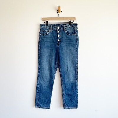 H&M Denim High Waist Vintage Slim Women's Denim Jeans Button