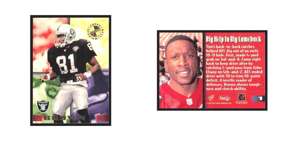 1995 Stadium Club Members Only Tim Brown Los Angeles Raiders #1 - Image 3 of 3