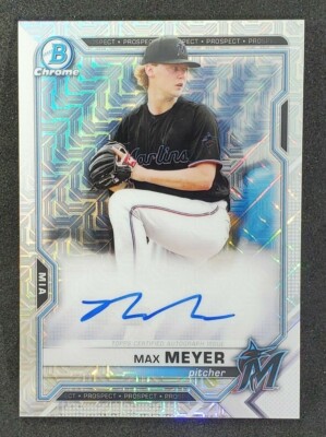 Max Meyer 2021 Bowman Mega Box Chrome Mojo Auto BMA-MM Rookie Card Marlins