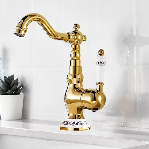 Gold Color Brass Ceramic Kitchen Bathroom Sink Swivel Faucet Mixer Tap msf920 - Picture 5 of 6