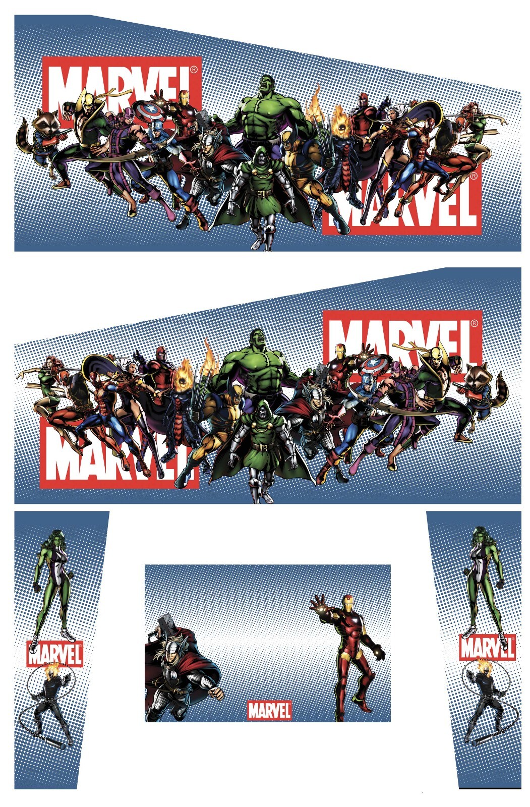 Stickers Marvel pour pincab et flipper en vinyle haute définition