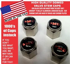 4 Chrome Domed Black Pontiac Motor Division PMD Valve Stem Caps  No ABS Plastic