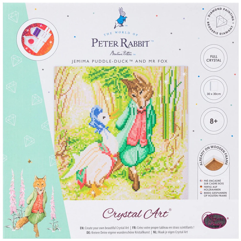 Jemima Puddleduck Mr Fox Craft Buddy Diamond Crystal Art Framed Canvas Kit 30cm