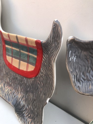 SET (9) Creative Co-Op 9" Scottie Dog Plates Ceramic Christmas Scottish Terrier - Picture 6 of 7