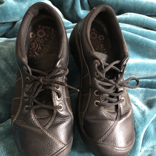 KEEN Black Leather Women’s Hiking Shoes Size 9.5 Lace Up Oxford - 第 12/12 張圖片