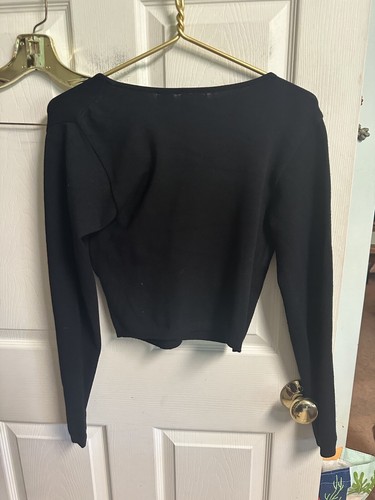 Set Of 2 Cropped Med Black Red Wrap Low Cut Sweaters 90s Y2K Soft Stretch - Picture 12 of 12