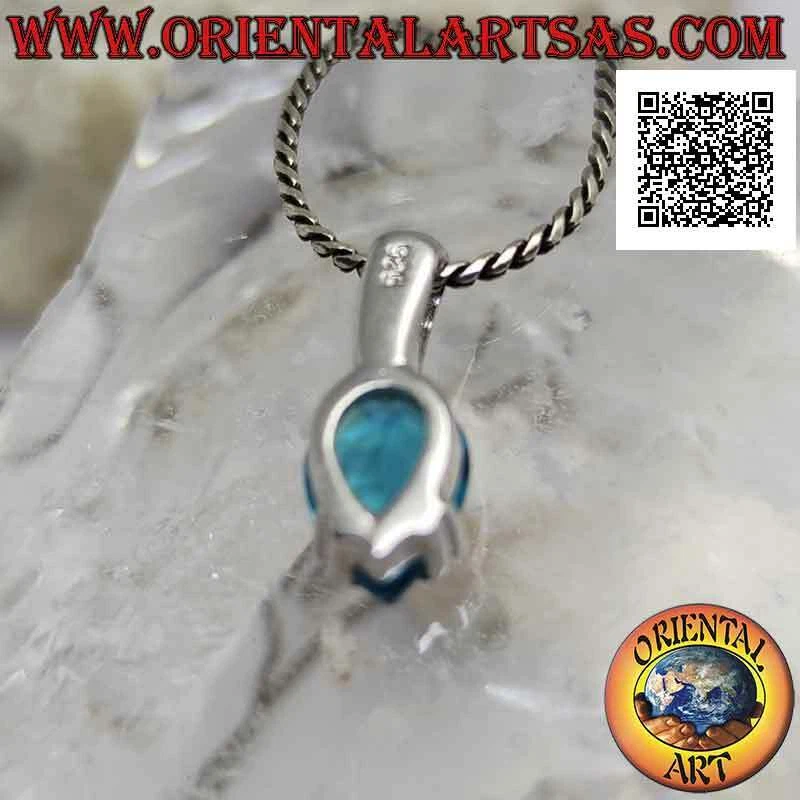 Ciondolo in argento 925‰ topazio azzurro a goccia rovesciata sfaccettato (piccol - Immagine 4 di 4