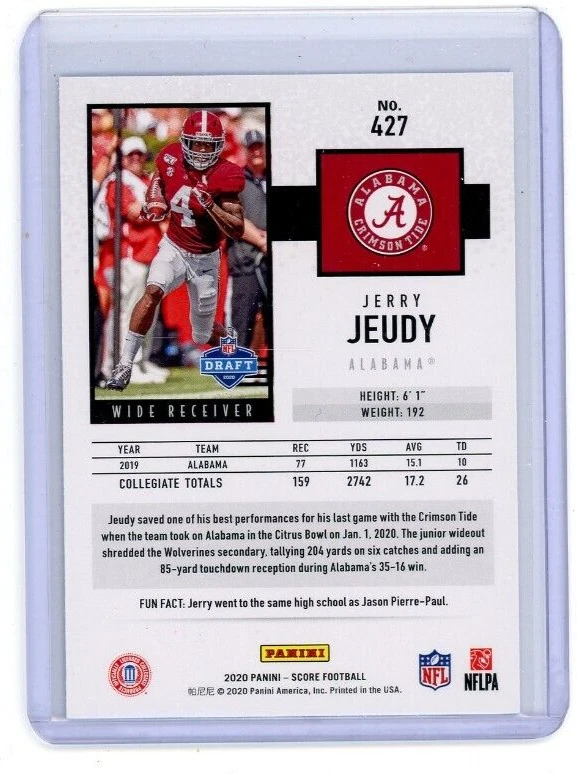 2020 Panini Score Rookie Blue /100 JERRY JEUDY No. 427! - Image 2 of 2