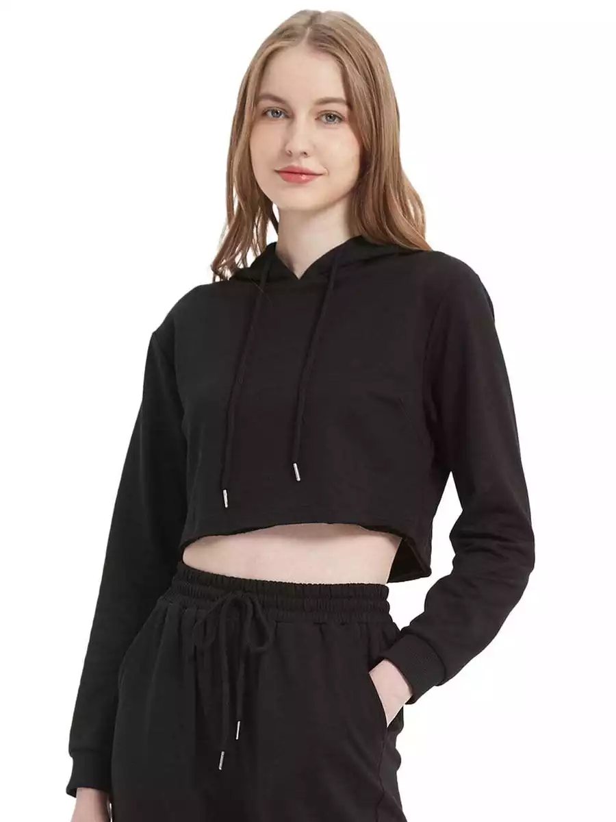 Black crop top top sweatshirt
