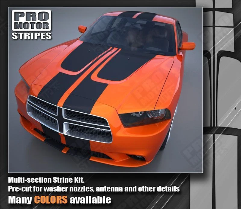 Dodge Charger 2011-2014 Hood and Double Top Racing Stripes Decals (Choose Color) - Image 2 of 3
