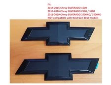 New Gloss Black Front & Tailgate Bowtie Emblem Silverado 1500 2500 HD/3500 HD