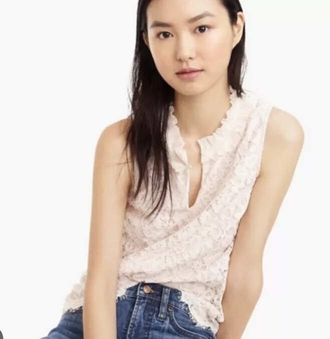 J Crew Cream Lace Top XS Feminine Boho Romantic Versatile Style