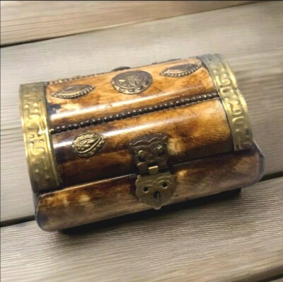 Camel Bone Box Antique Brass Indian Jewelry Tickle Box. 
