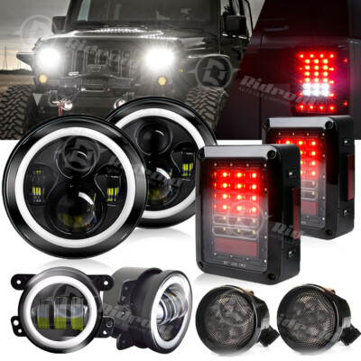For Jeep Wrangler JK JKU LED Tal Lghts Round Headlghts Turn Sgnal