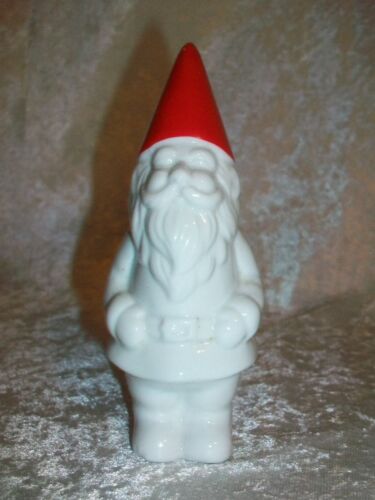 Vintage White Porcelain Red Cone Hat Gnome Garden Planter Decor Figurine - Picture 1 of 14