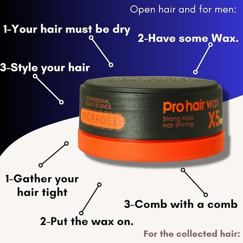 Morfose Prohair Wax X5 Men Strong Hold Hair Shinning Pro Wet Hair Gel Wax 150ml - Picture 5 of 7