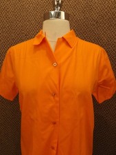 NEW Vtg '50s Pumpkin Orange Loop Collar Casual Short Sleeve Shirt S/M Sanforized