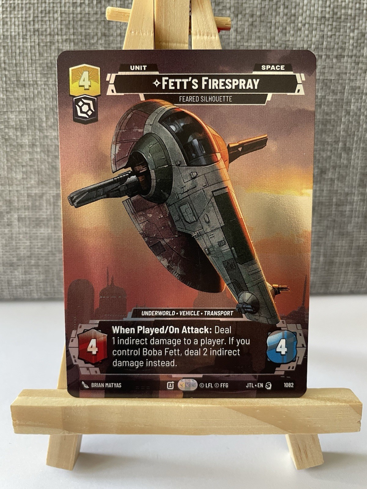 Star Wars Unlimited JTL - Prestige Foil - Fett’s Firespray - Legendary Card 1082