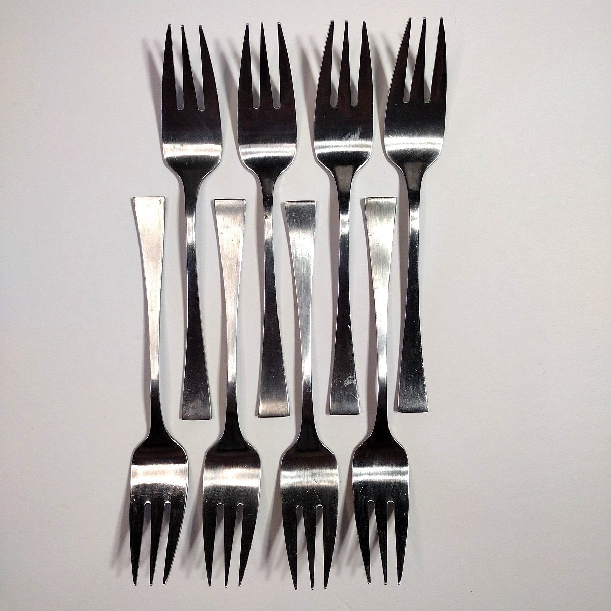 8x Rogers & Co 3-Tine Salad Fork SRB33 Stainless Round Bowl 