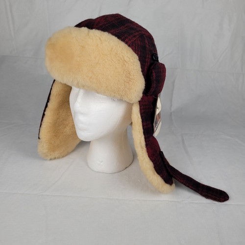 NEW Woolrich Red Plaid Wool Shearling Lined Winter Hunter Trapper Hat Adult Lrg - Picture 2 of 9