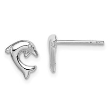 8mm Polished Dolphin Post Earrings in Sterling Silver