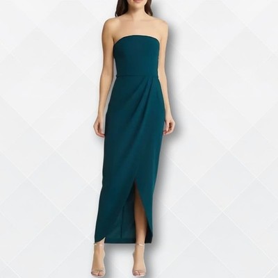 WAYF Angelique Strapless Tulip-Hem Gown   Deep Teal   Size L - NWT - WDS-100024