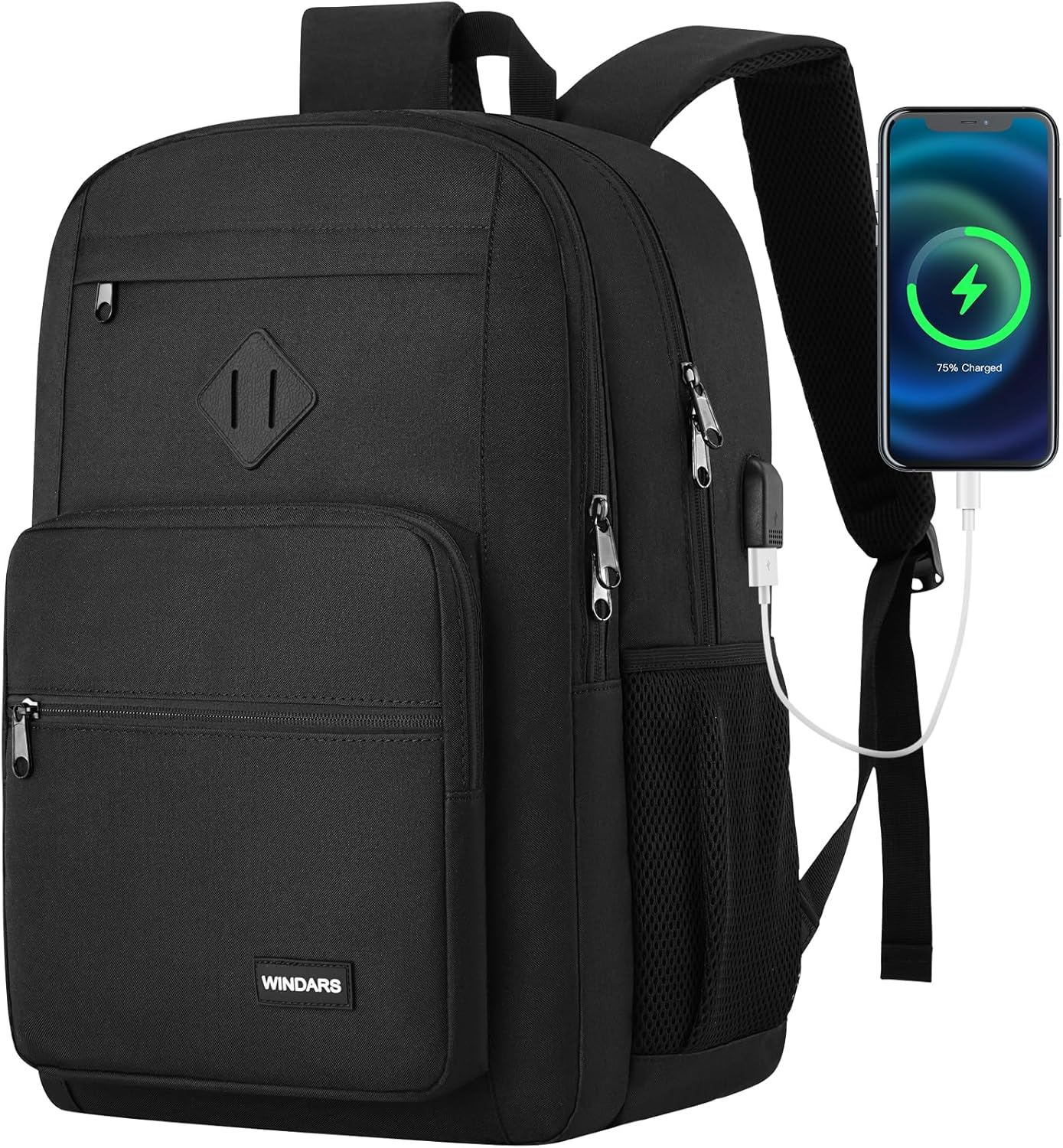 Black Backpack for Men Women, Durable Casual School Backpacks Teens Boys and Gir