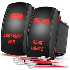 Nilight 2 Pack Rear Lights Rocker Switch Led led light bar REAR LIGHTS, Red