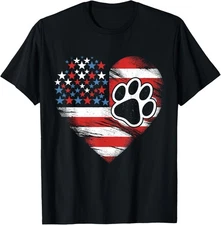 American Flag Dog and Cat Paw Patriotic Unisex T-Shirt