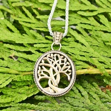 10k & Sterling Silver 925 Keith Jack Tree Of Life Spiga Chain Necklace 18 1/4"