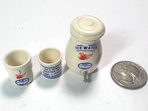 3 Vintage Red Wing Pottery Miniature Doll House Stoneware Crocks