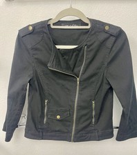 Women's Black Jacket Size Small 98 cotton 2 Spandex Black In Color Cropped