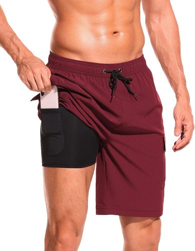 Men's 9" Quick-Dry Swim Trunks with Compression Liner & Cargo Pockets - Picture 6 of 48