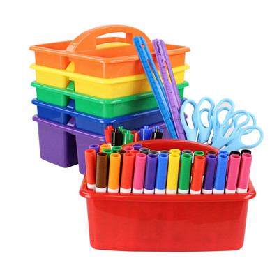 Supply Storage Organizer Set - Colorful Assorted Set of 6 Bin Baskets Stackable