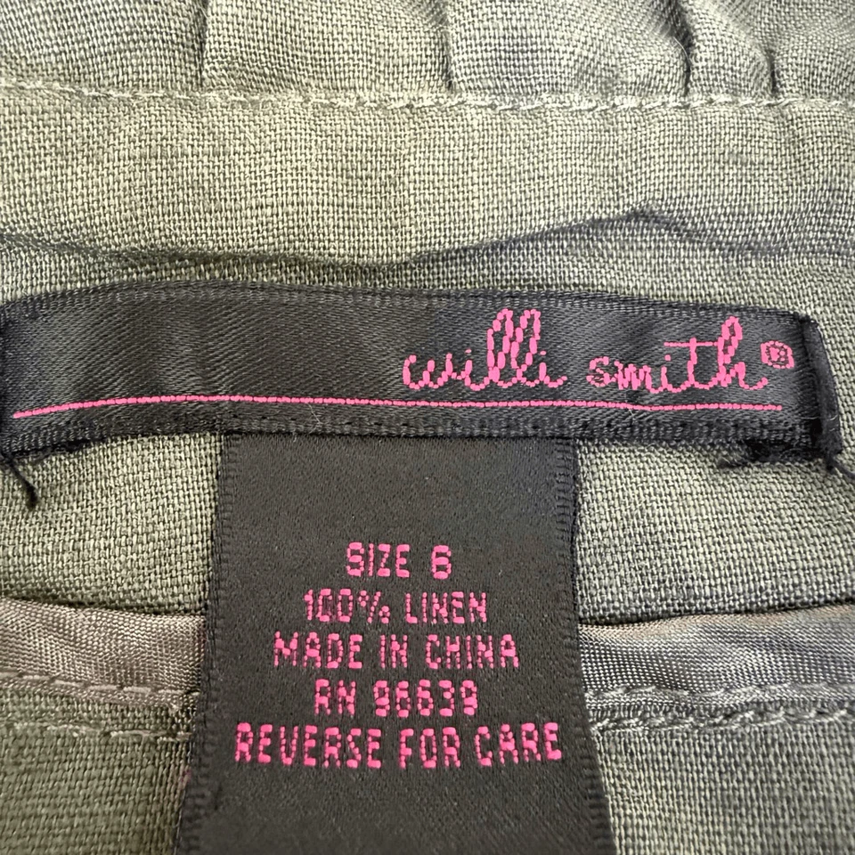 Willi Smith 100% linen olive green ruffle hem jacket size 6 - Image 2 of 4