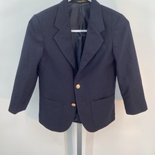 EUC Boys Van Heusen Navy Blue Sport Coat Jacket 8 R Bronze Buttons Blazer