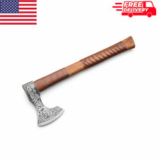 HAND FORGED Carbon Steel Viking VALHALLA Axe Tomahawk Throwing Axe Sheath Erik