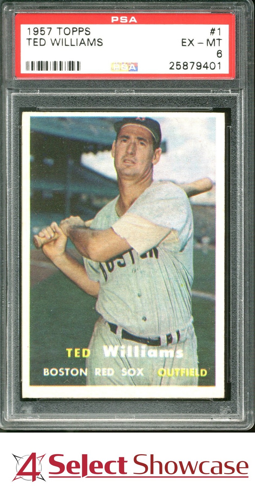 1957 TOPPS #1 TED WILLIAMS RED SOX HOF PSA 6