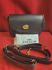 Coach Black Pebbled Crossbody Turn Lock Gold Hardware Detachable Strap