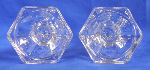 2 Fitz & Floyd "Bradford" Candlesticks, 6.5" Candle Holders, Clear Glass, in Box - Picture 4 of 10