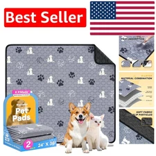 Durable Machine Washable Dog Pee Pads - 24"x36" for Potty Training - 2 Pack