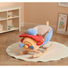 Kids Rocking Horse, Wooden Plush Ride-on Plane Chair Toy
