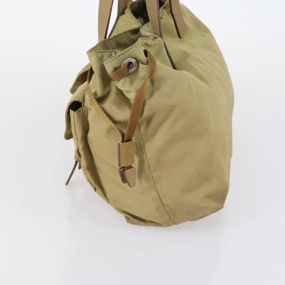 Подлинная сумка-тоут PRADA нейлон бежевый серебро 146731 - Изображение 3 из 4