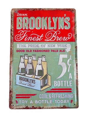 Blechschild ''Brooklyn's'' New York Beer Ale Bier Diner Bar Kneipe 30x20cm neu